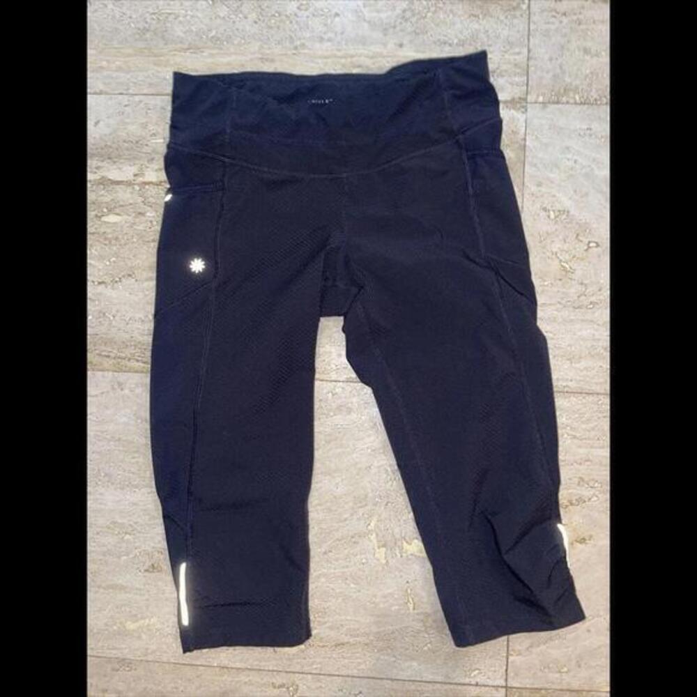 Athleta Capri Pants Womens Black Stretch Nylon S 3 Pockets Reflective